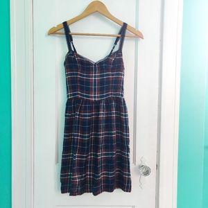 Abercrombie & Fitch Sweetheart Plaid Laced Strap Dress